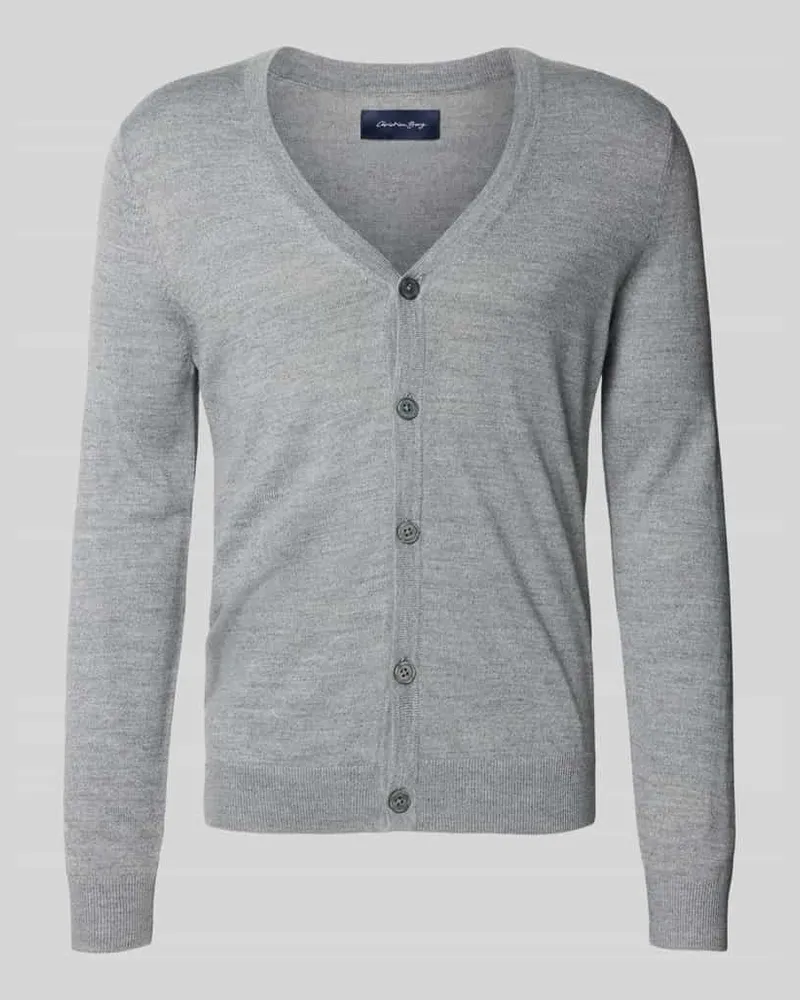 Christian Berg Strickjacke mit V-Ausschnitt Hellgrau
