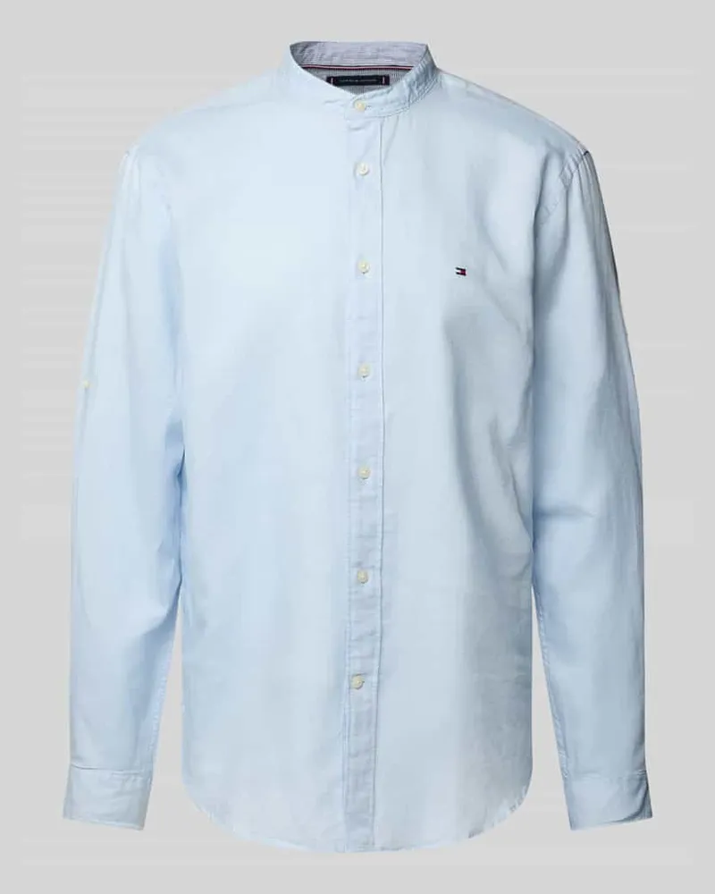 Tommy Hilfiger Regular Fit Freizeithemd aus Baumwoll-Leinen-Mix Hellblau