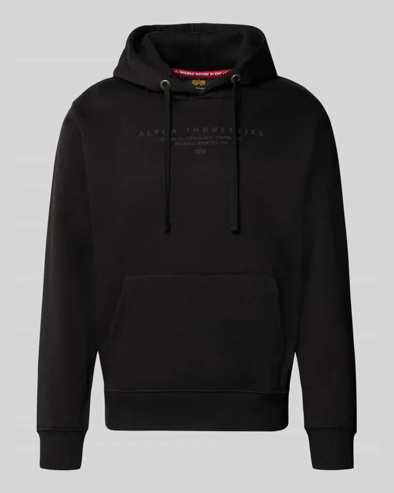 Alpha Industries Relaxed Fit Hoodie aus Baumwoll-Mix mit Label-Detail Black
