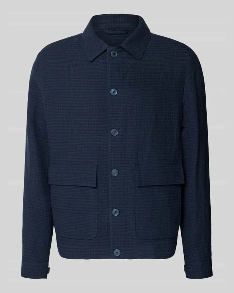 Bugatti Regular Fit Hemdjacke aus Leinen-Baumwoll-Mix Marine