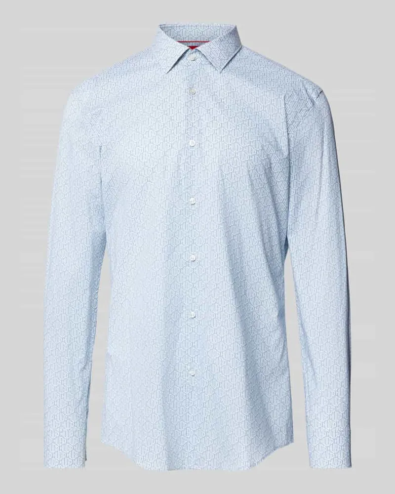 HUGO BOSS Slim Fit Freizeithemd aus reiner Baumwolle Modell 'KENNO Hellblau