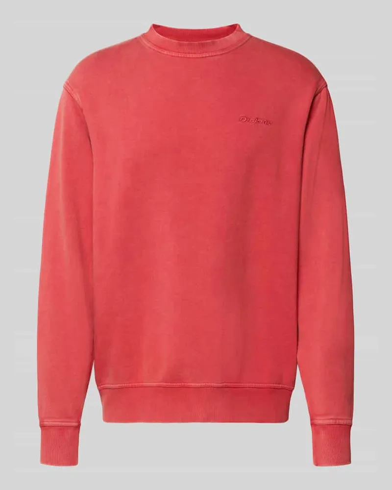 Dickies Sweatshirt mit Label-Stitching und Rundhalsausschnitt Rot