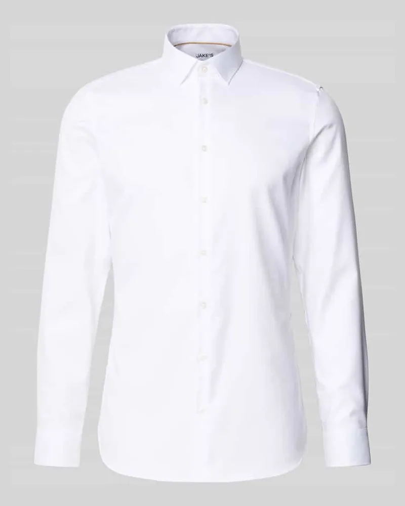 JAKE*S Super Slim Fit Businesshemd in unifarbenem Design 