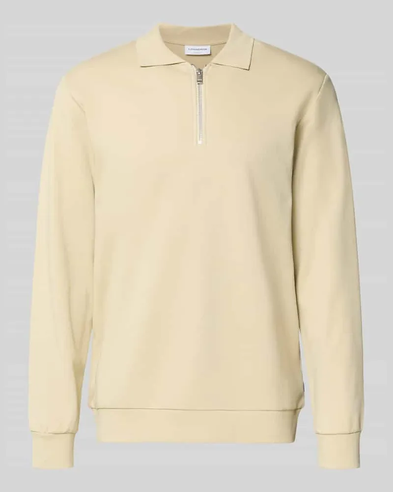 Lindbergh Sweatshirt mit Polokragen und Reißverschluss Sand