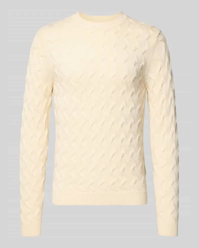 Casual Friday Strickpullover mit Zopfmuster Modell 'VINBORG Offwhite