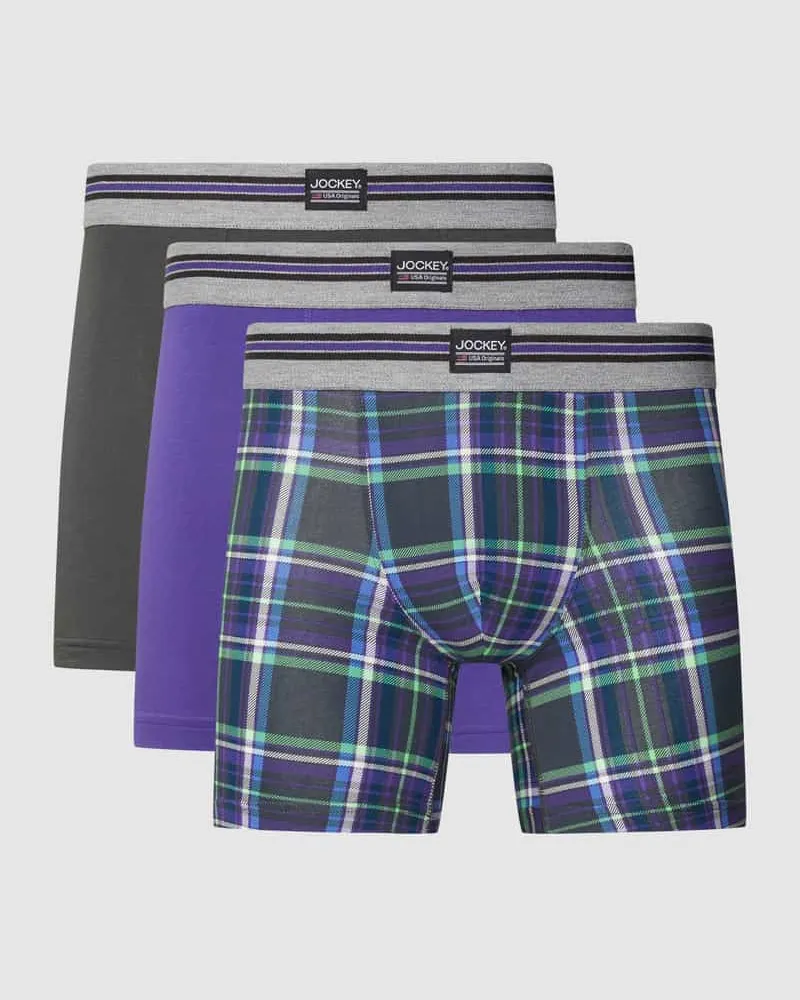 Jockey Trunks im 3er-Pack mit Label-Patch Dunkelgrau