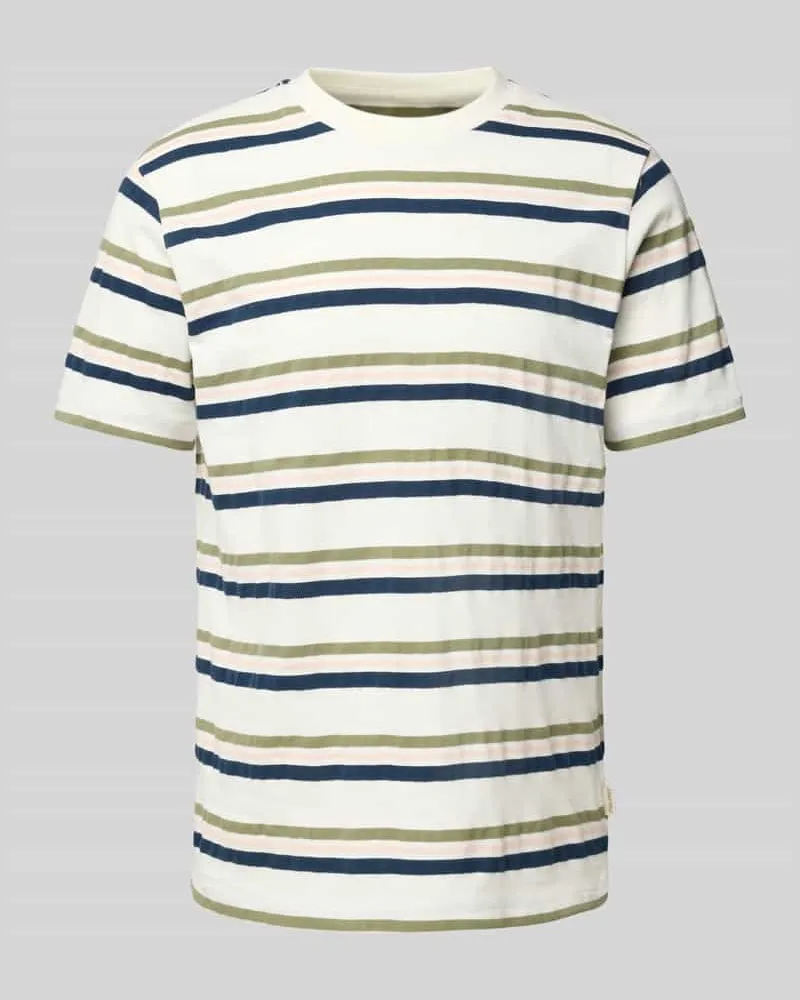 Blend T-Shirt mit geripptem Rundhalsausschnitt Modell 'JAMAS 