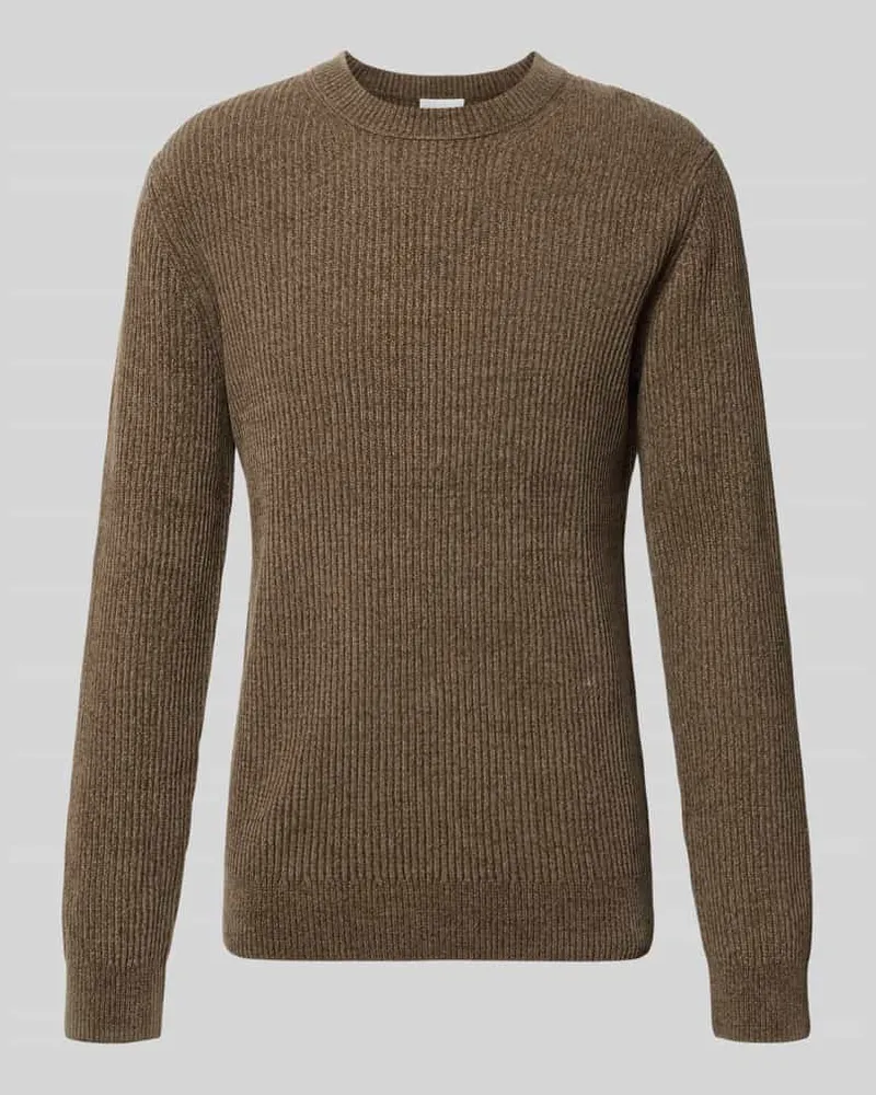 Profuomo Strickpullover mit Rundhalsausschnitt Dunkelgruen