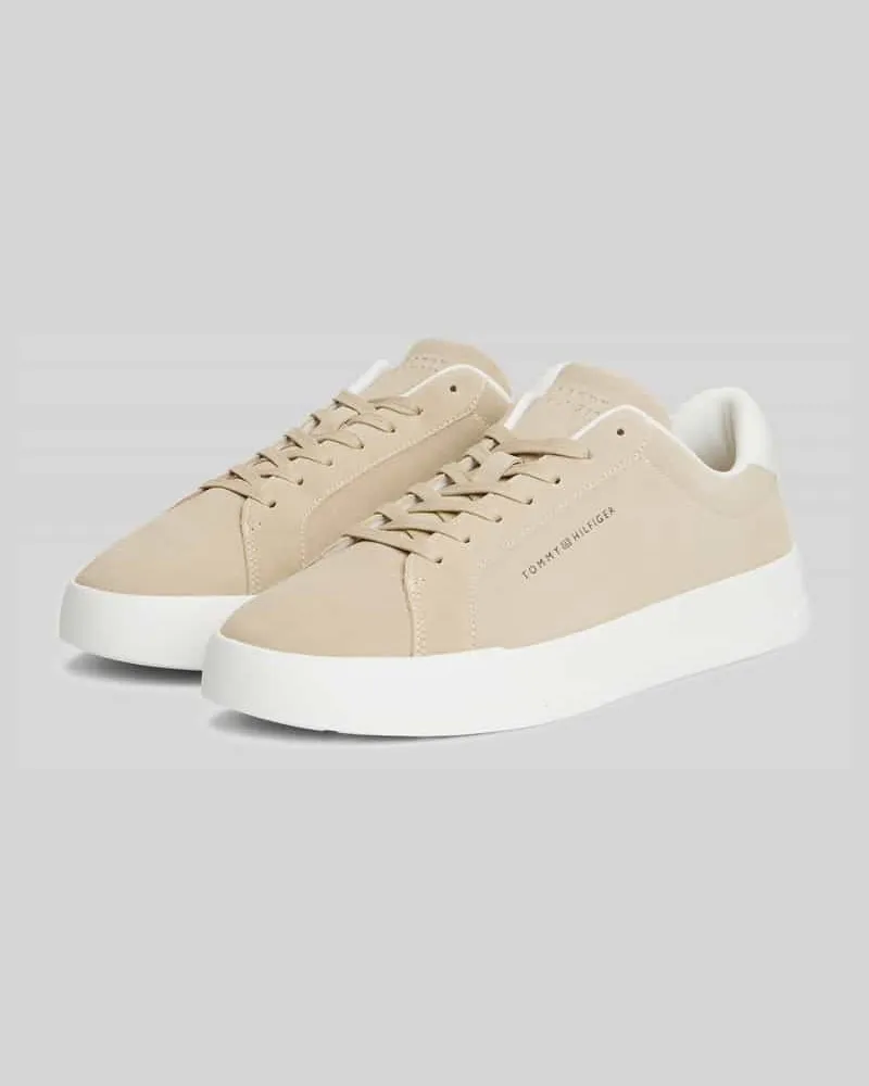 Tommy Hilfiger Sneaker mit Logo Detail aus echtem Leder Beige