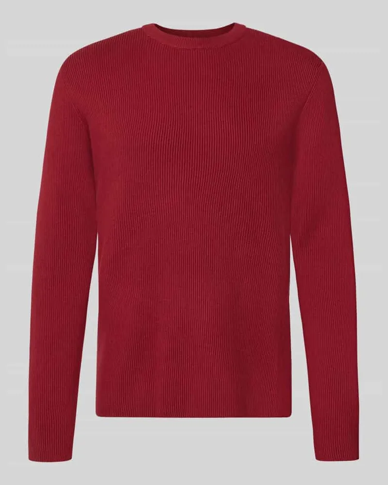 Lindbergh Slim Fit Strickpullover Baumwoll-Mix Kirsche