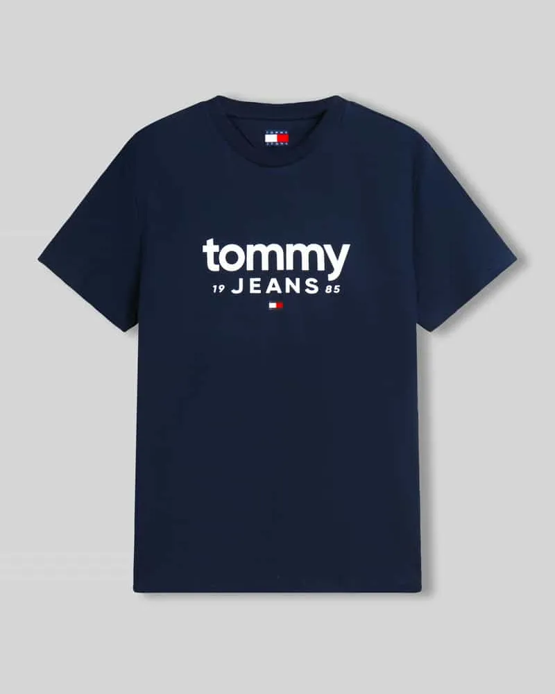 Tommy Hilfiger Relaxed Fit T-Shirt aus reiner Baumwolle mit Label-Schriftzug Marine