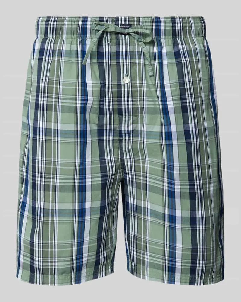 Christian Berg Regular Fit Pyjama-Shorts mit Logo-Patch Schilf
