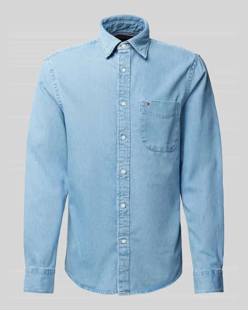 Tommy Hilfiger Regular Fit Jeanshemd mit Logo-Stitching 
