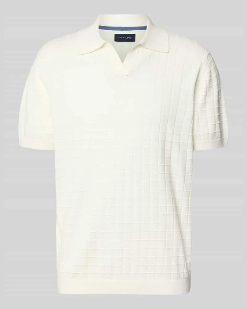 Christian Berg Regular Fit Poloshirt mit Strukturmuster Offwhite