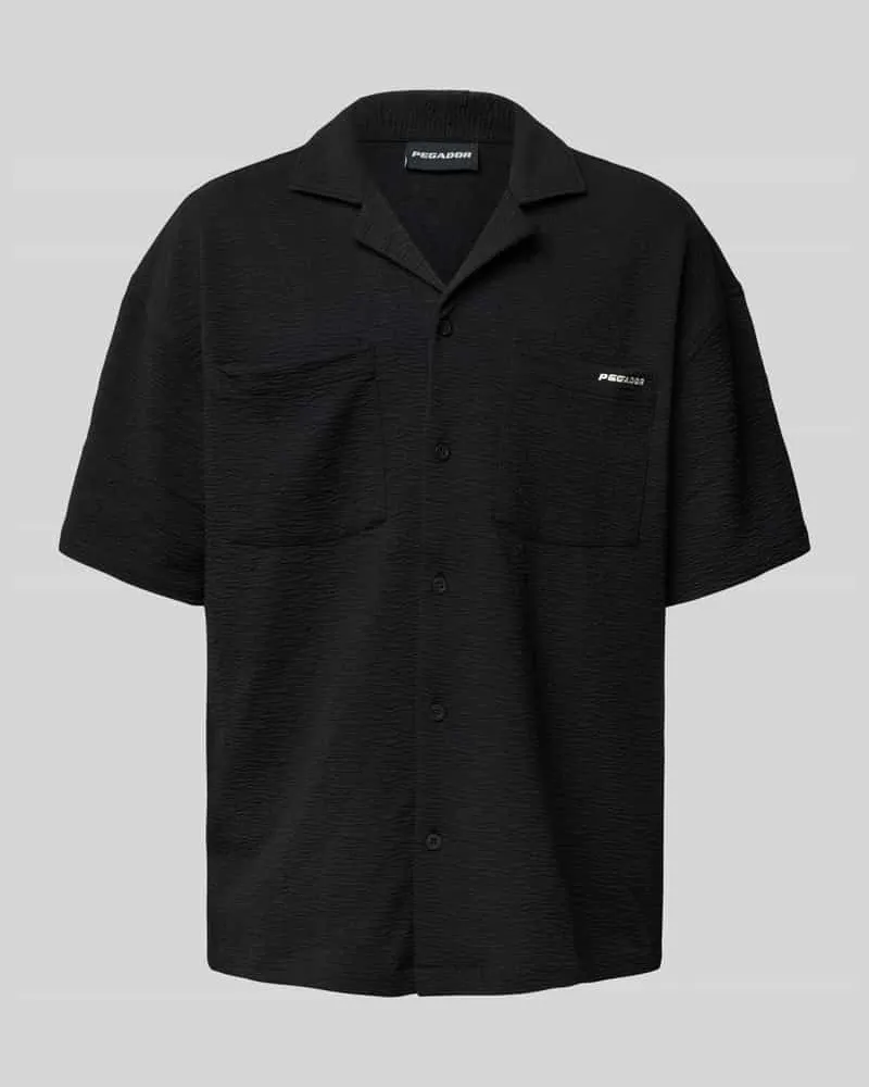 PEGADOR Oversized Fit Freizeithemd mit 1/2-Arm Modell 'ACADO Black