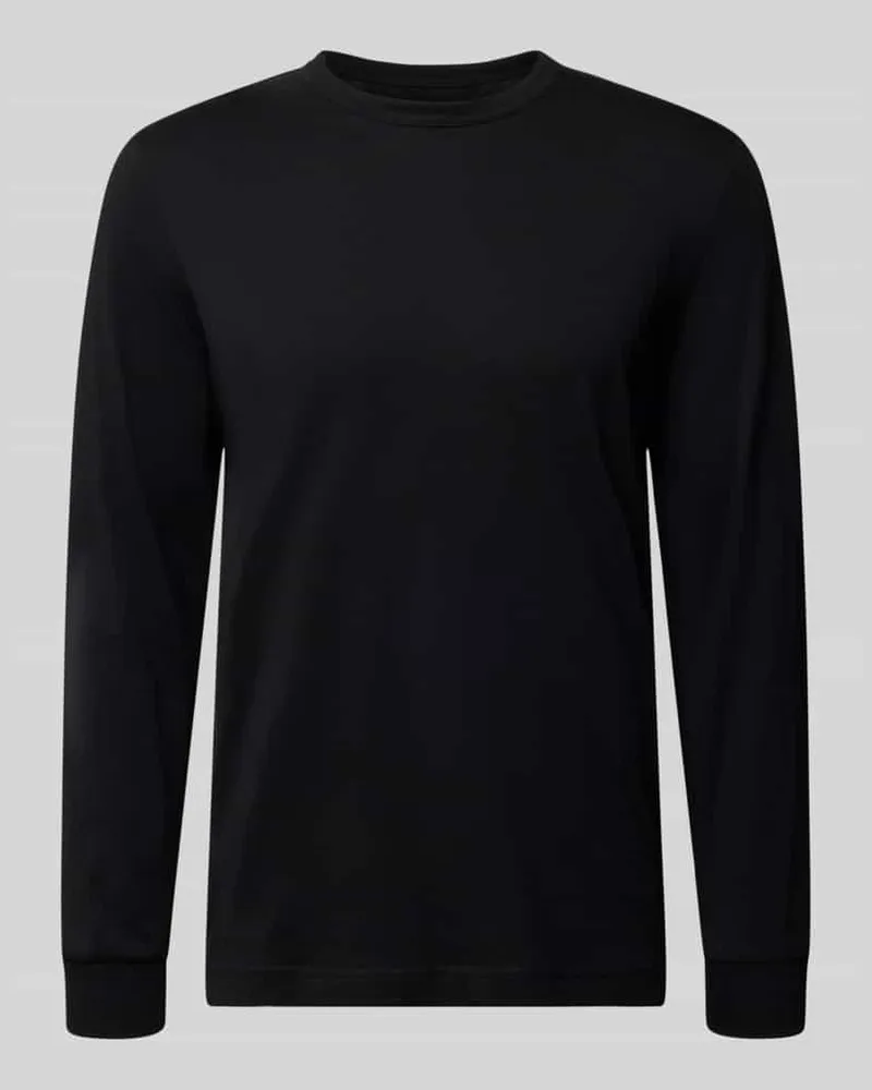 Tom Tailor Regular Fit Langarmshirt aus reiner Baumwolle Black