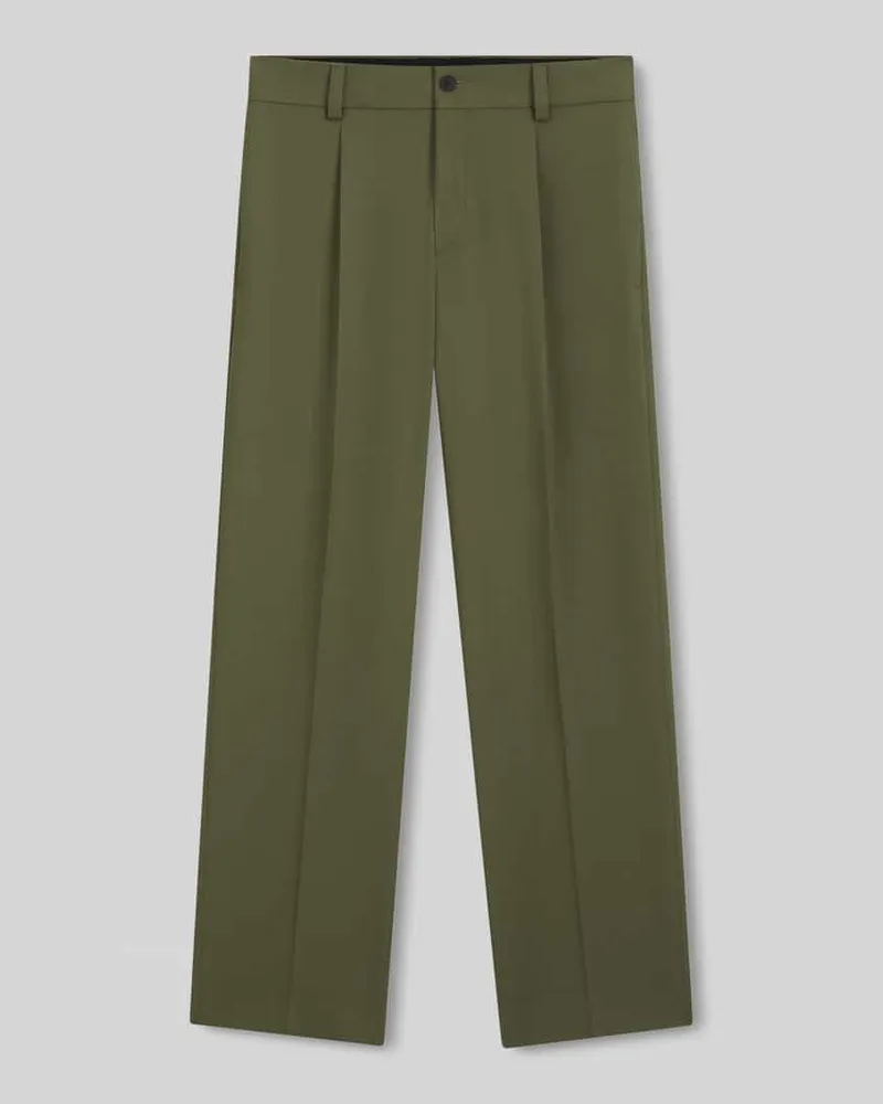 HUGO BOSS Relaxed Fit Anzughose mit Bundfalten Oliv
