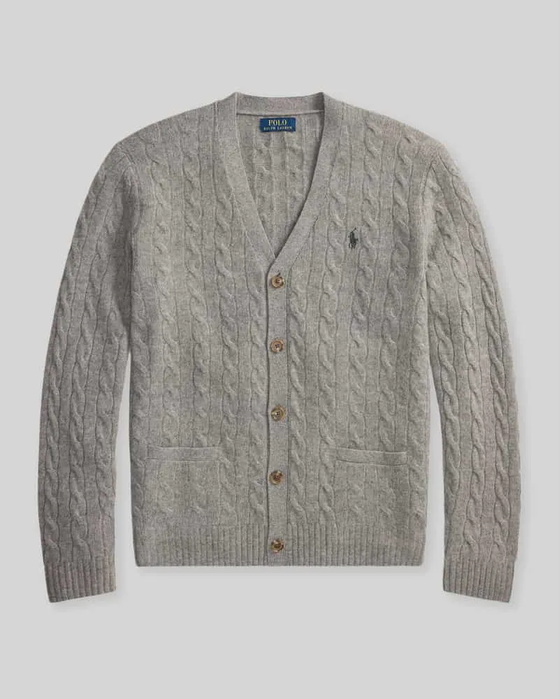 Ralph Lauren Regular Fit Strickjacke aus Woll-Kaschmir-Mix Mittelgrau