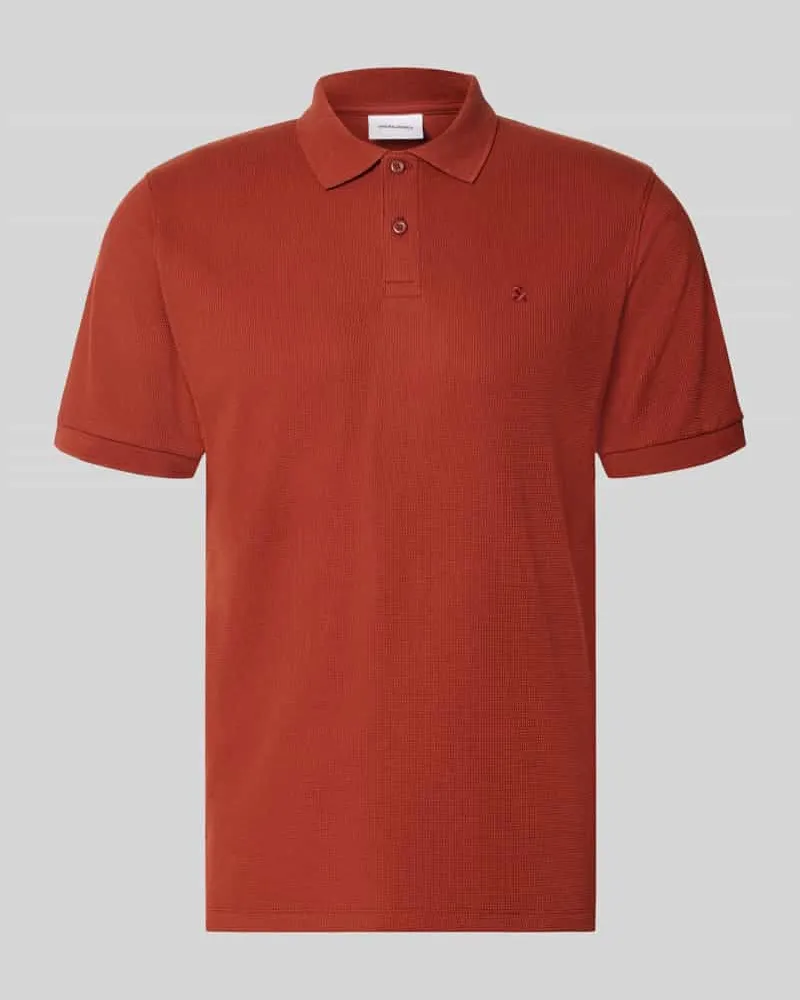 Jack & Jones Slim Fit Poloshirt mit Label-Stitching Modell 'AUSTIN Rostrot