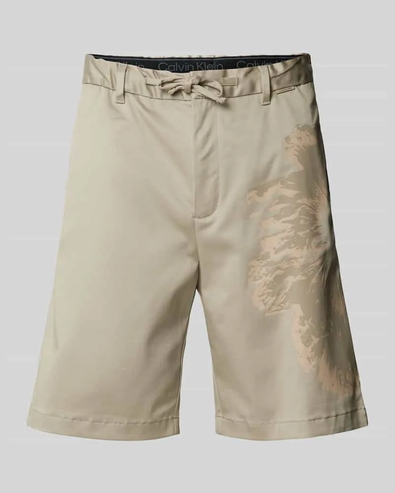 Calvin Klein Straight Leg Shorts mit floralem Print Modell 'COOLMAX Beige