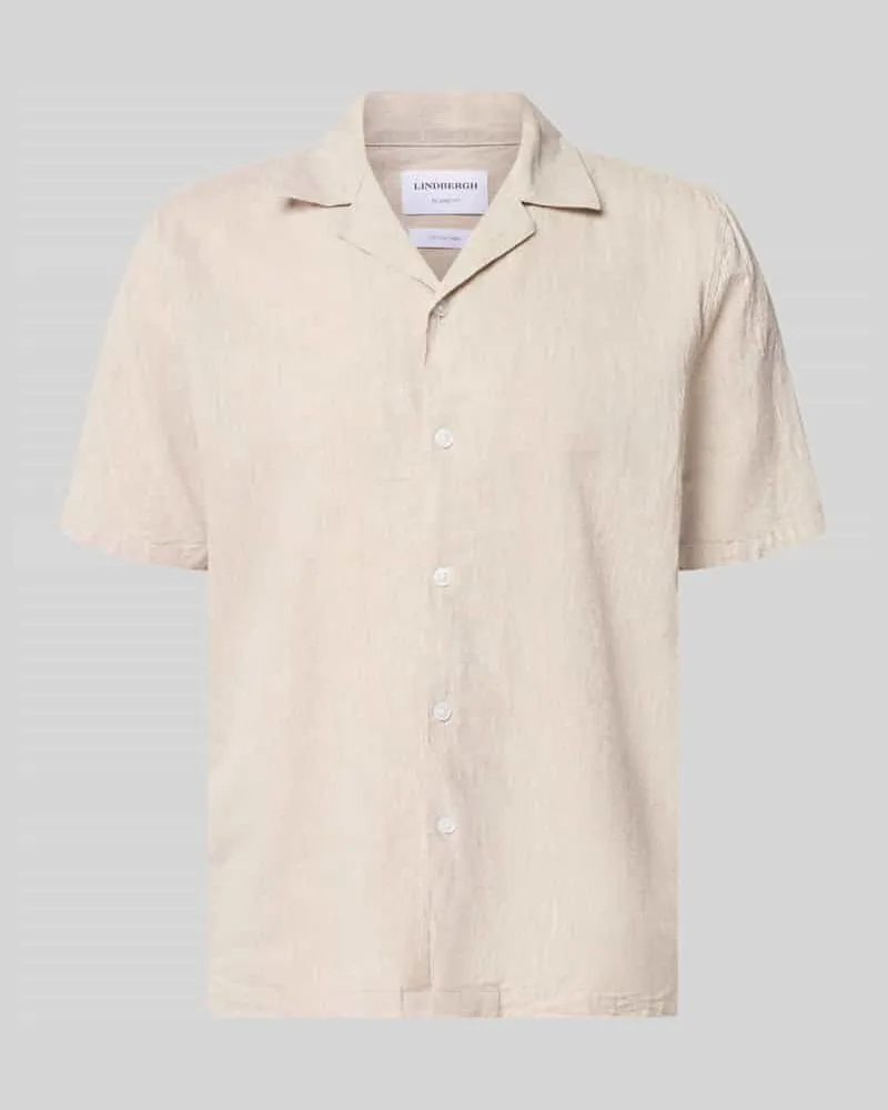 Lindbergh Relaxed Fit Freizeithemd aus Leinen-Baumwoll-Mix Offwhite