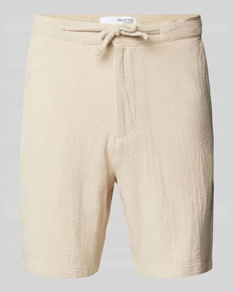 Selected Homme Regular Fit Bermudas mit Strukturmuster Modell 'BRODY Beige
