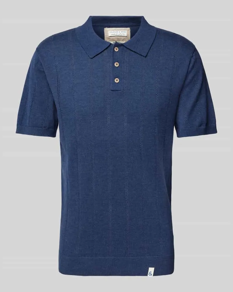 colours & sons Slim Fit Poloshirt mit Leinen-Anteil Marine