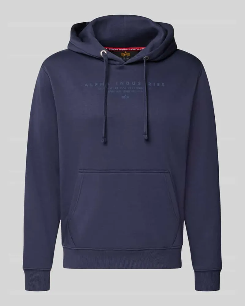 Alpha Industries Relaxed Fit Hoodie aus Baumwoll-Mix mit Label-Detail Marine