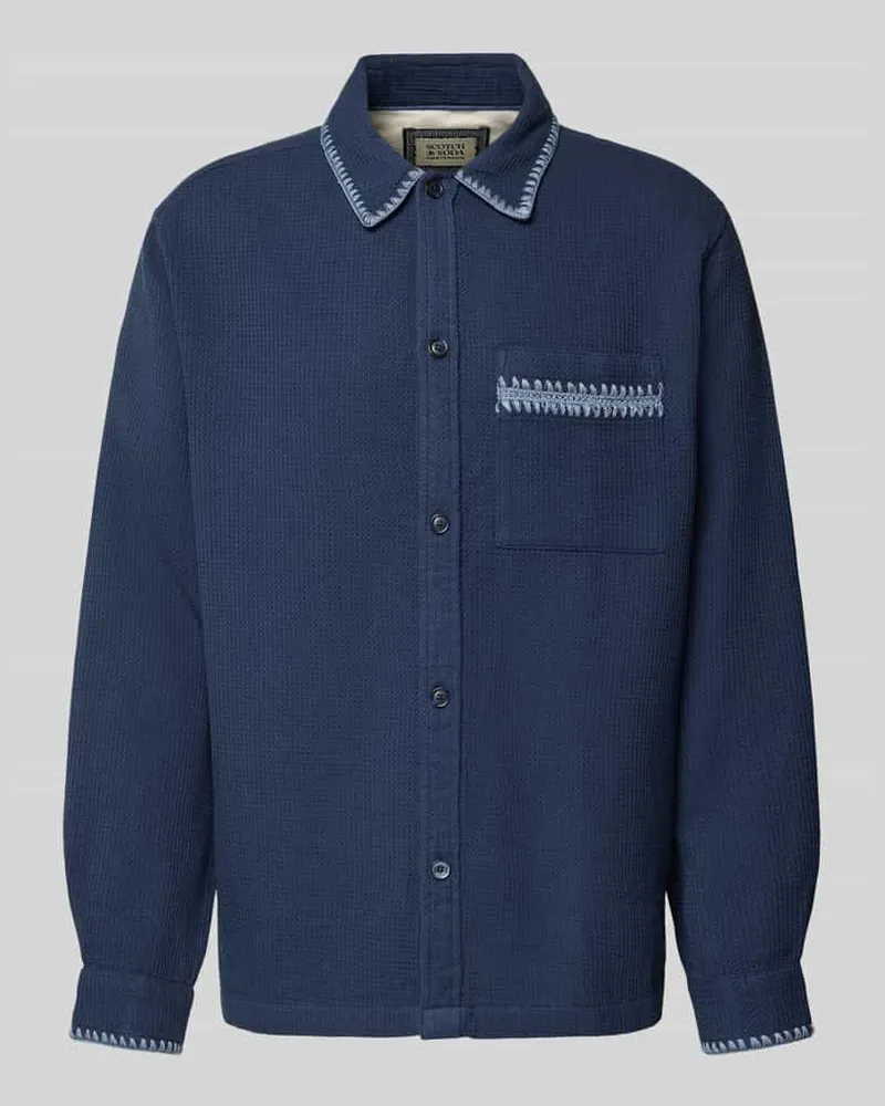 Scotch&Soda Relaxed Hemdjacke mit Strukturmuster Marine
