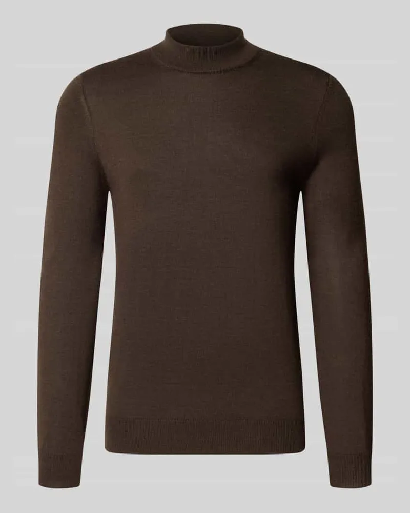 Christian Berg Regular Fit Turtleneck aus Woll-Mix Dunkelbraun