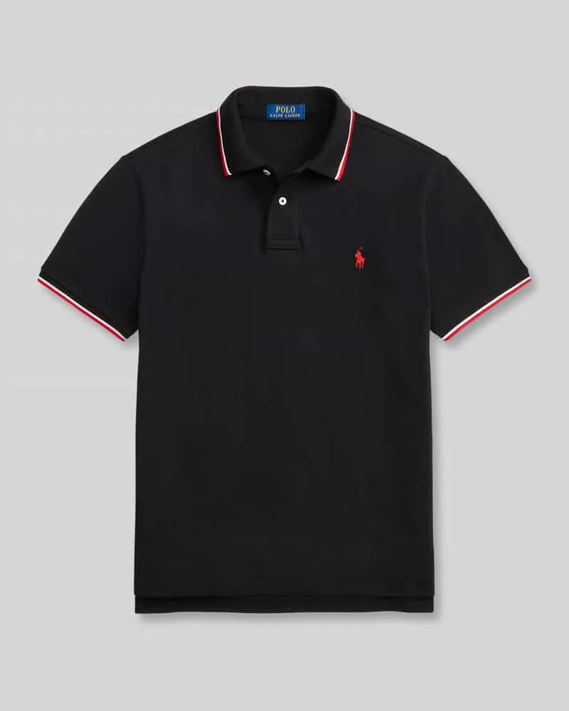Ralph Lauren Regular Fit Poloshirt aus reiner Baumwolle mit Kontraststreifen Black