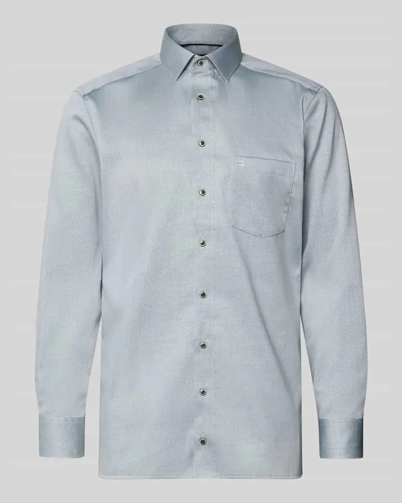 Olymp Regular Fit Businesshemd aus Baumwolle mit Kentkragen Gruen