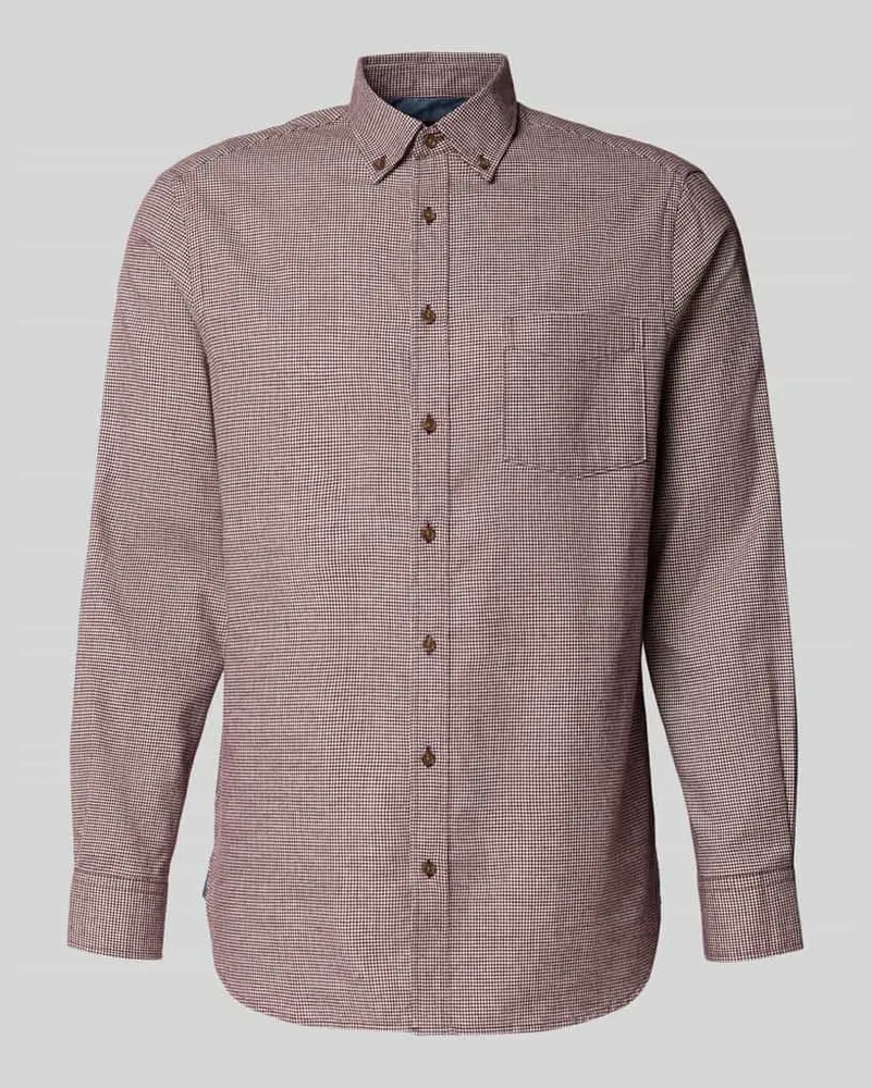 Christian Berg Regular Fit Freizeithemd mit Button-Down-Kragen Bordeaux