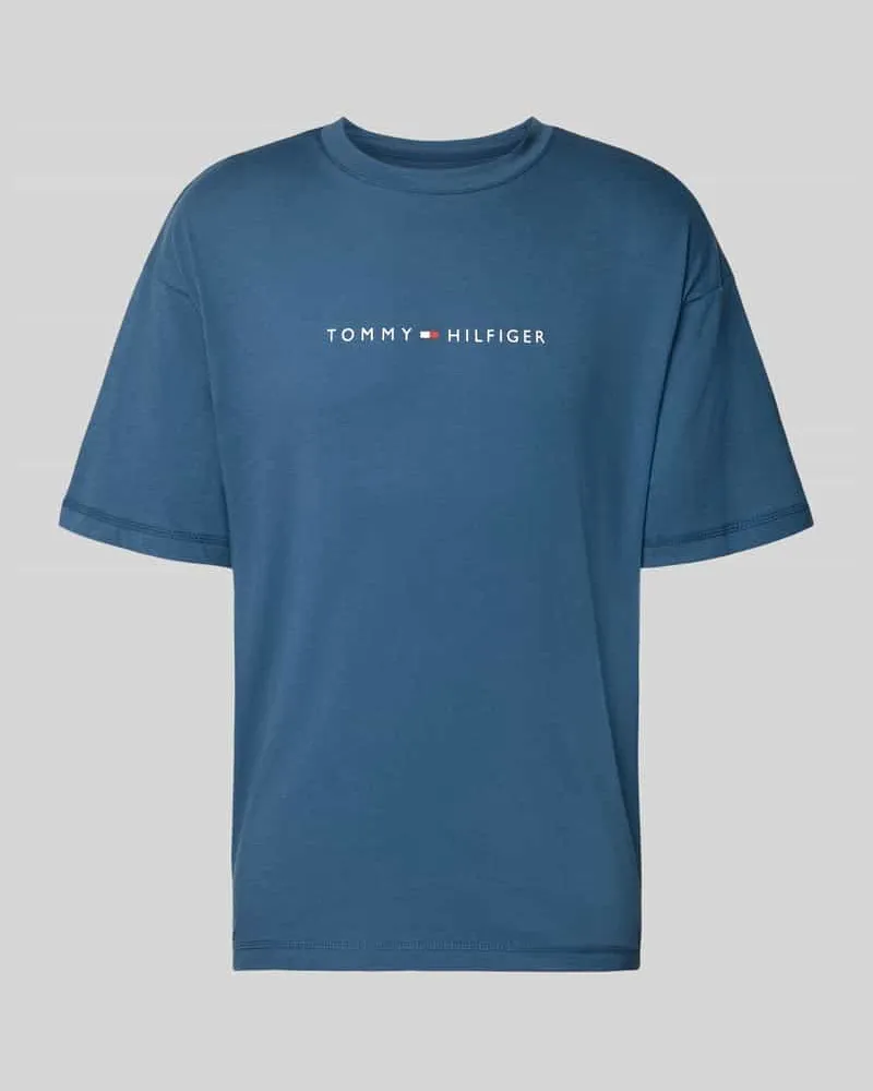 Tommy Hilfiger Regular Fit T-Shirt mit Label-Schriftzug aus reiner Baumwolle Dunkelblau