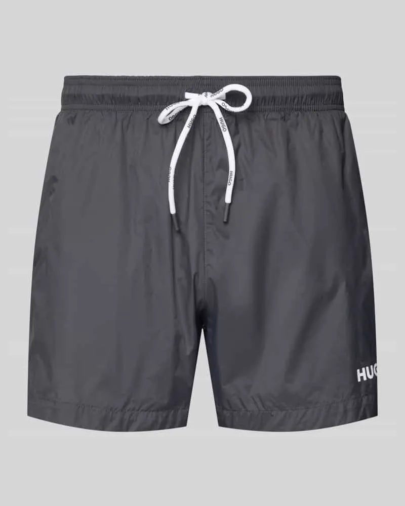 HUGO BOSS Badeshorts mit Label-Print Modell 'HAITI Anthrazit