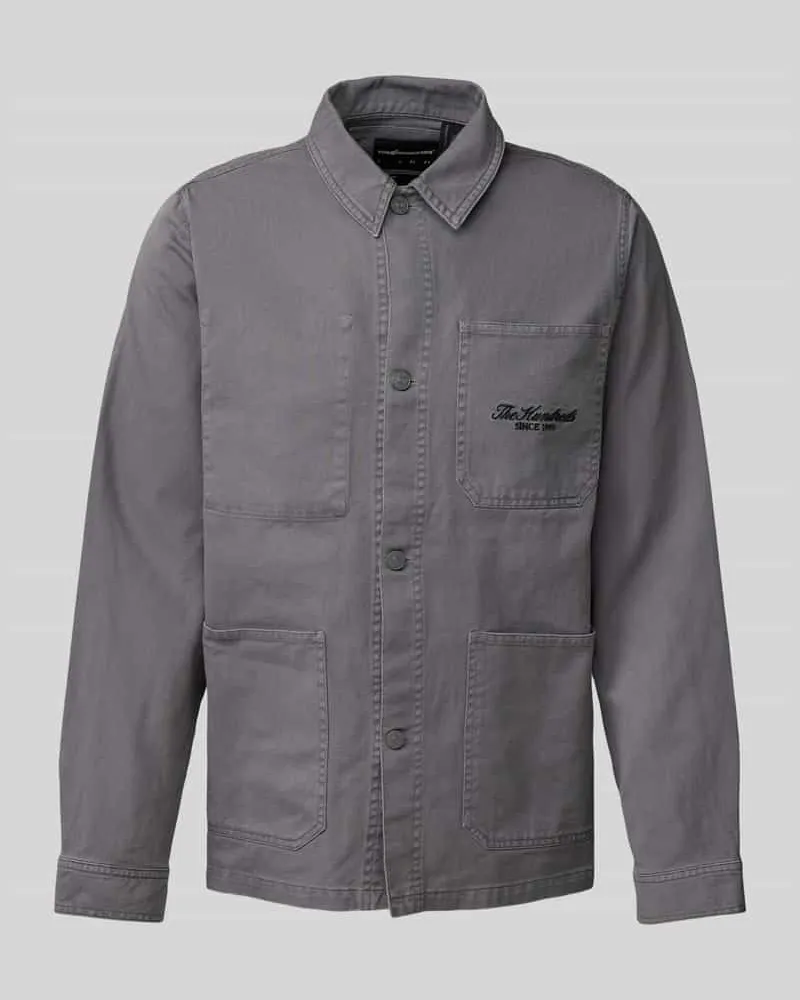 The Hundreds Hemdjacke mit Label-Stitching Anthrazit