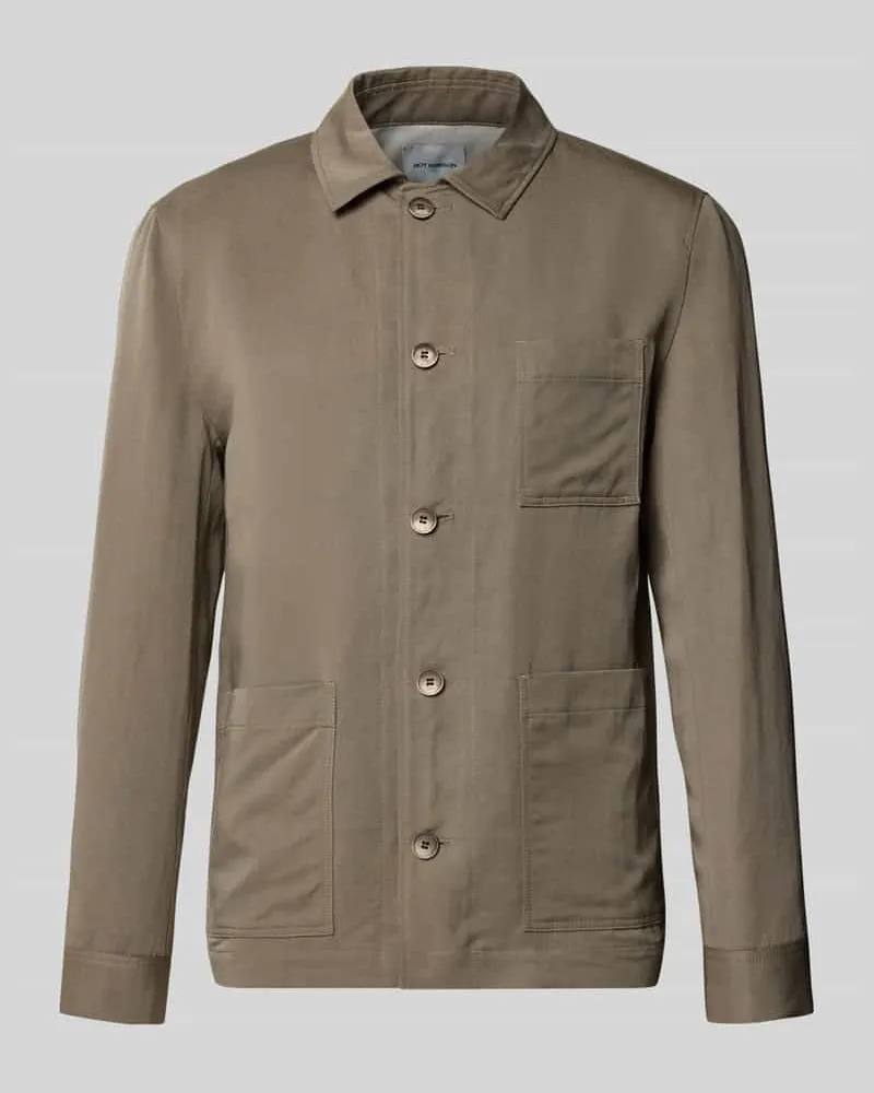 Roy Robson Regular Fit Hemdjacke aus Lyocell-Mix mit Leinen-Anteil Taupe