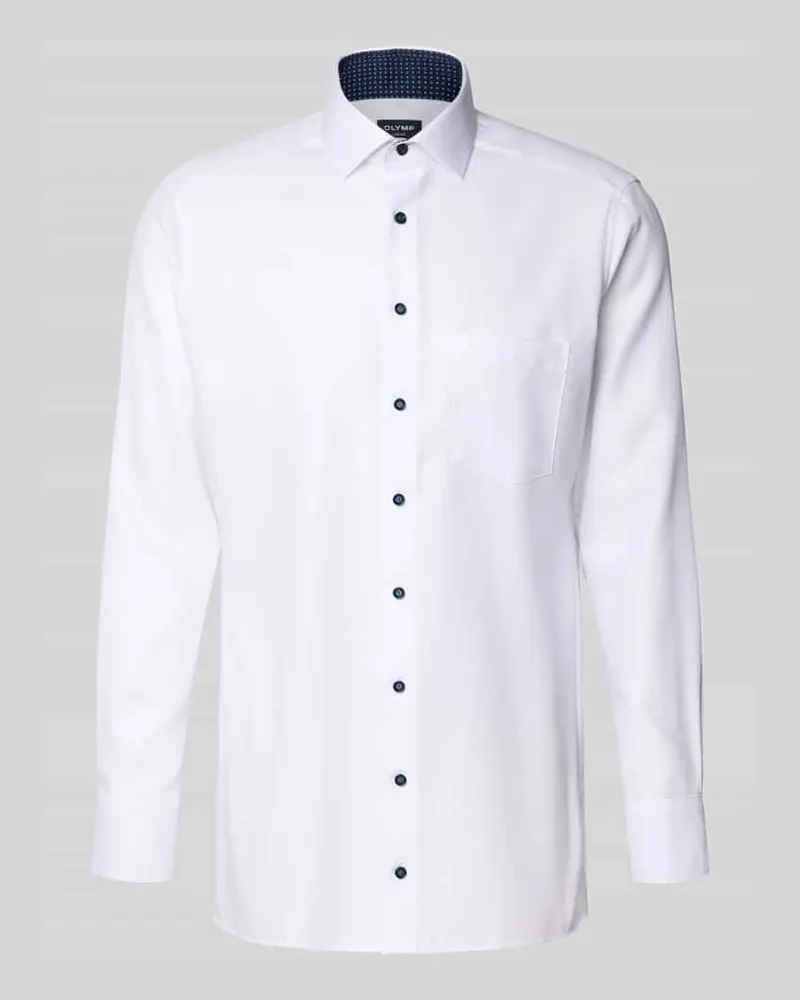 Olymp Modern Fit Businesshemd mit Kentkragen Modell 'Global Kent Weiss