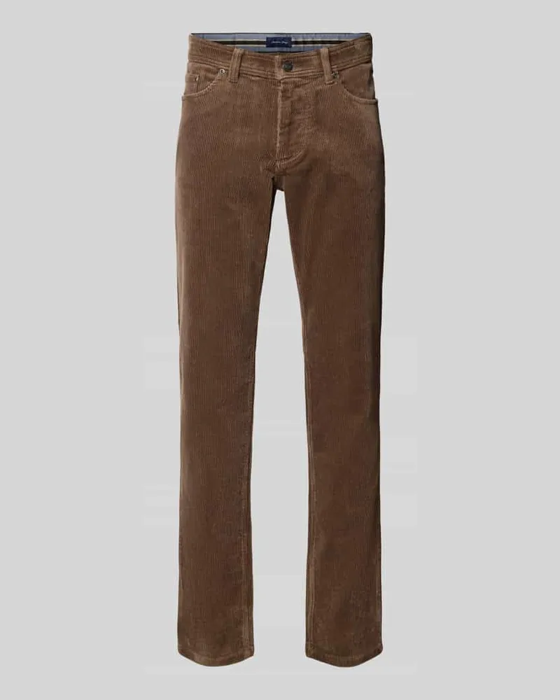 Christian Berg Straight Fit Stoffhose in Cord-Optik Taupe
