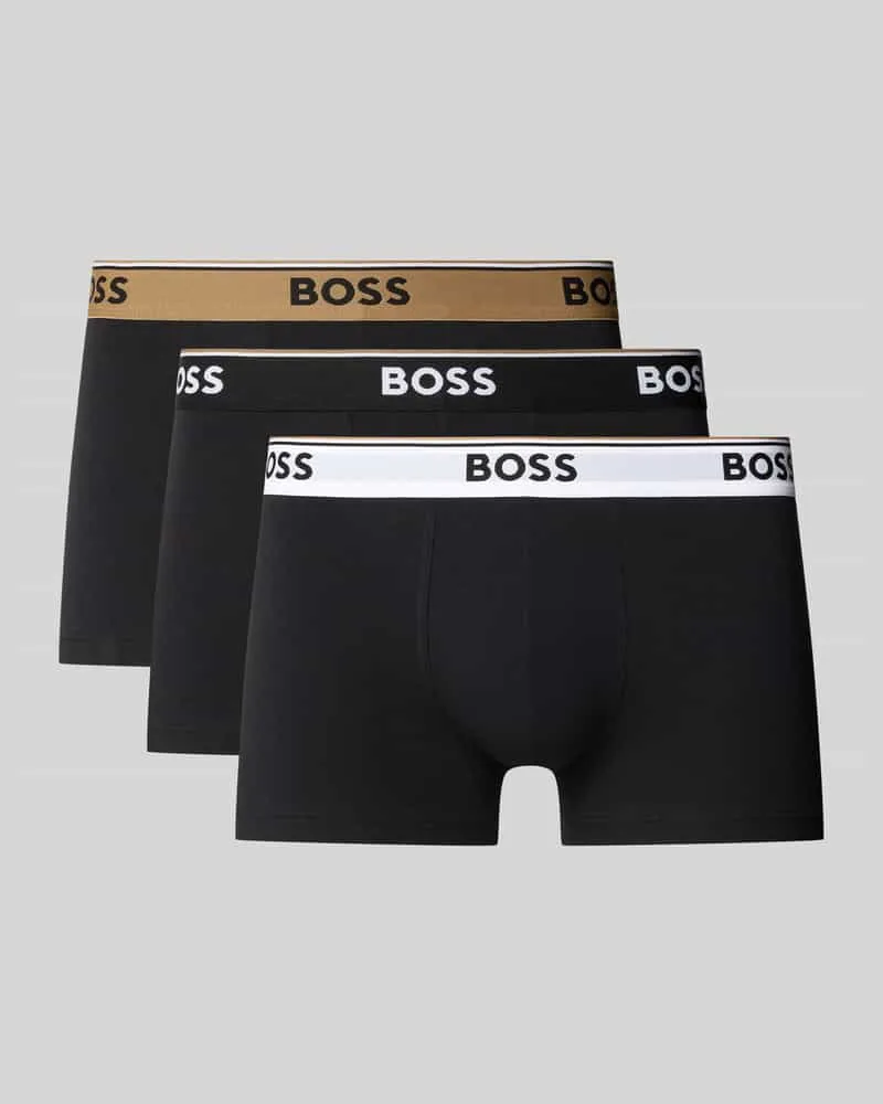 HUGO BOSS Regular Fit Trunks aus Baumwoll-Elasthan-Mix im 3er-Pack Black