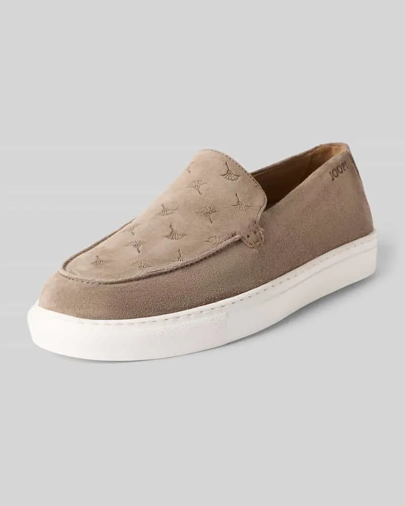 JOOP! Slip-on Sneaker aus Leder mit Logo-Muster Beige