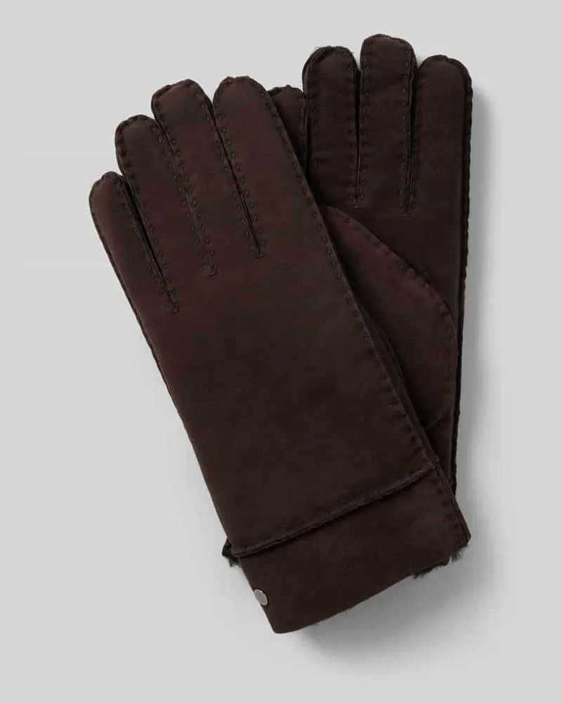 Roeckl Handschuhe aus echtem Lammfell Modell 'Bergen Dunkelbraun