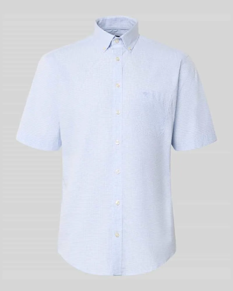 Fynch-Hatton Modern Fit Freizeithemd mit Brusttasche und Logo-Stitching Hellblau