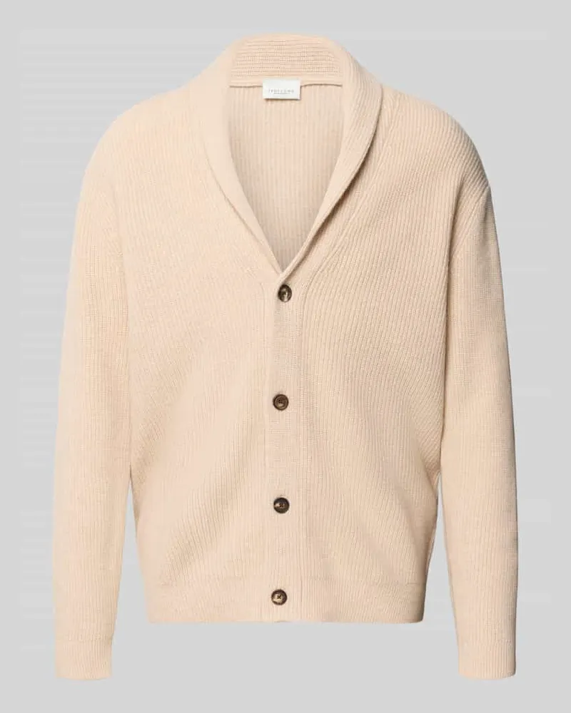 Profuomo Cardigan aus Woll-Mix mit Schalkragen Beige