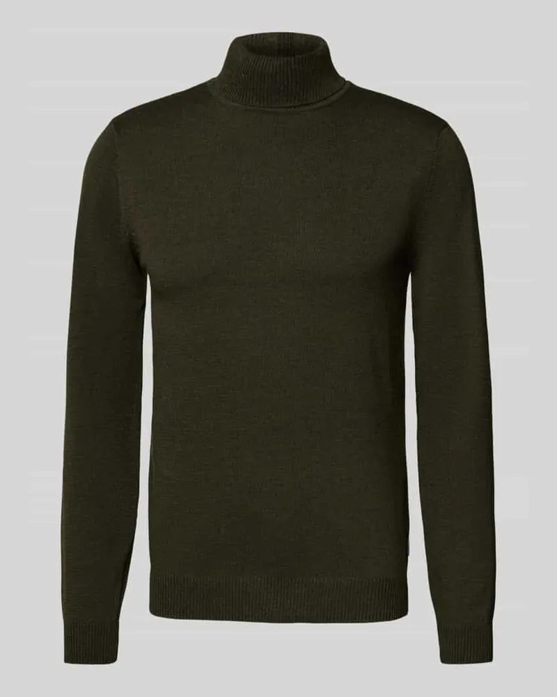 Blend Rollkragenpullover mit Label-Detail Oliv