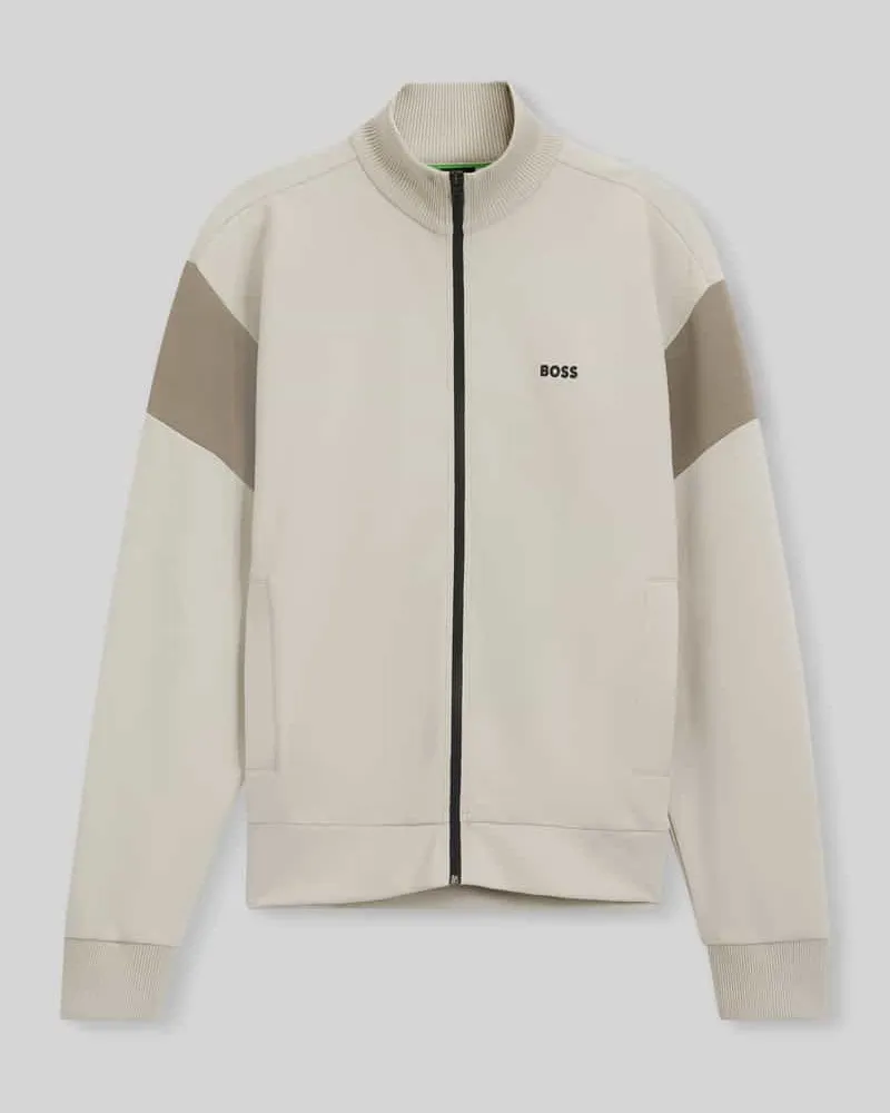 HUGO BOSS Regular Fit Sweatjacke aus Baumwoll-Mix Modell 'SW_Union Skaz Beige