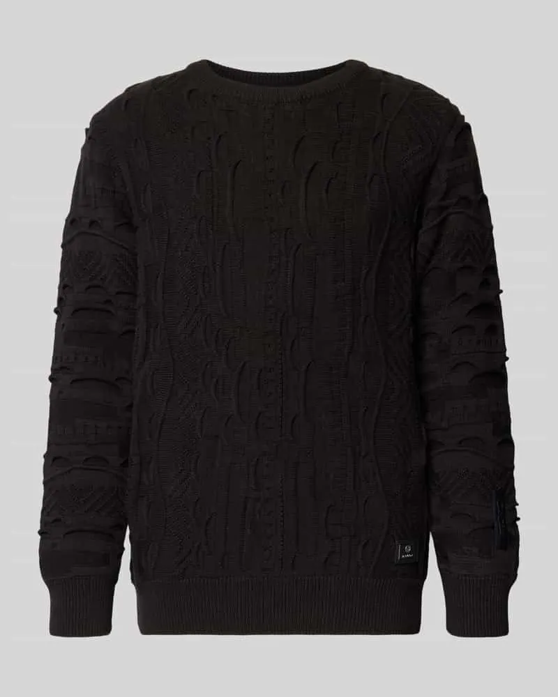 Carlo Colucci Regular Fit Strickpullover mit Strukturmuster Black