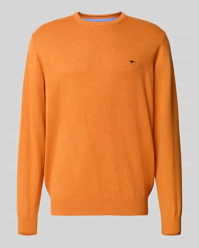 Fynch-Hatton Strickpullover aus reiner Baumwolle mit Logo-Stickerei Orange