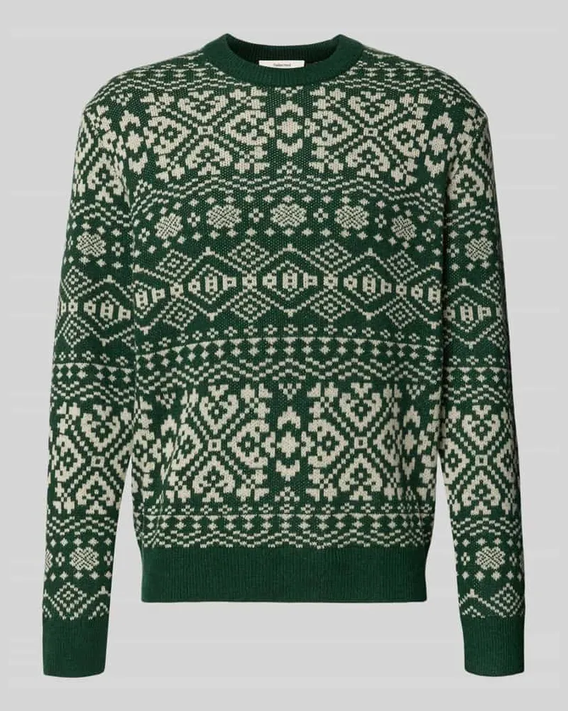 Selected Homme Regular Fit Strickpullover aus Woll-Mix Modell 'HOLGER Dunkelgruen