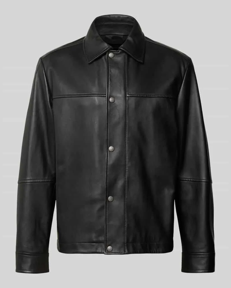 HUGO BOSS Regular Fit Lederjacke Modell 'JOBAN Black